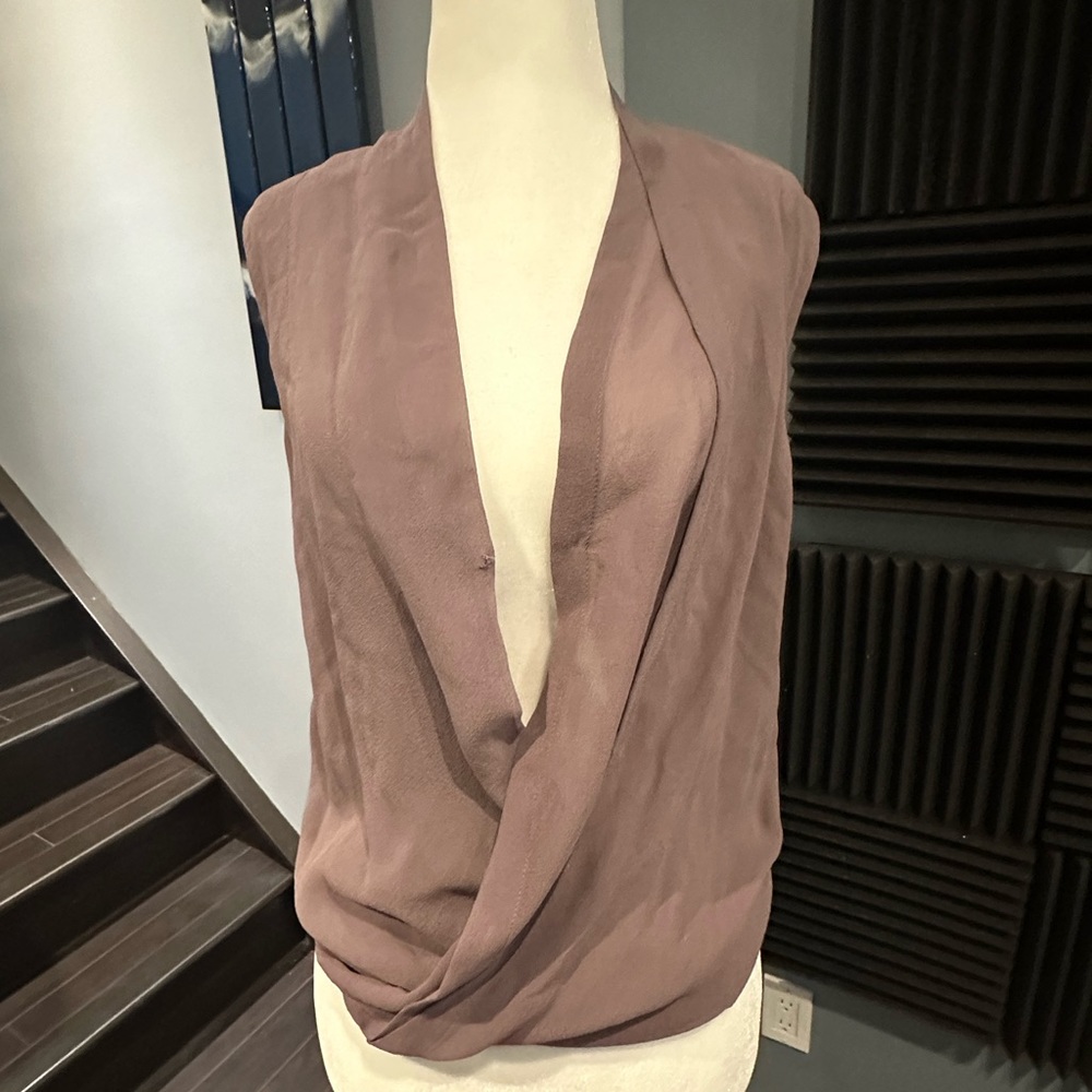 Babaton 100% Silk Gray toned Mauve Blouse XS